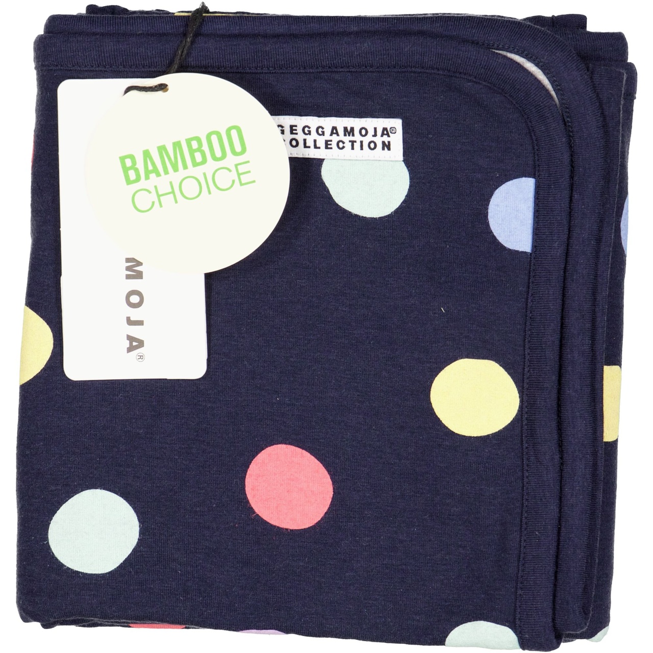 Bamboo baby blanket Navy multi dots
