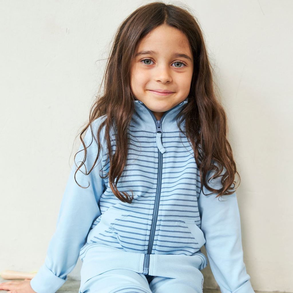 Zip sweater L.blue/blue146/152