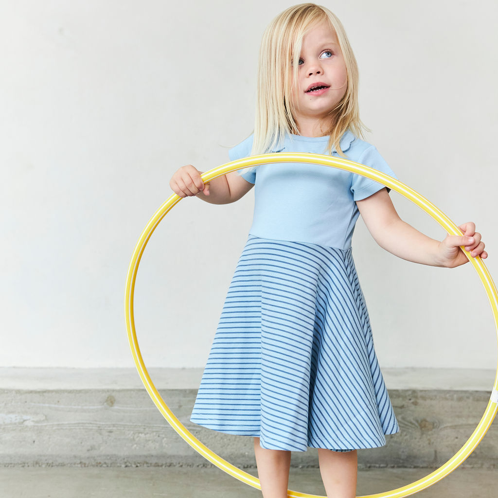 Flared dress L.blue/blue 14