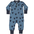 Pyjamas i bomullsribb blå hjärta 74/80