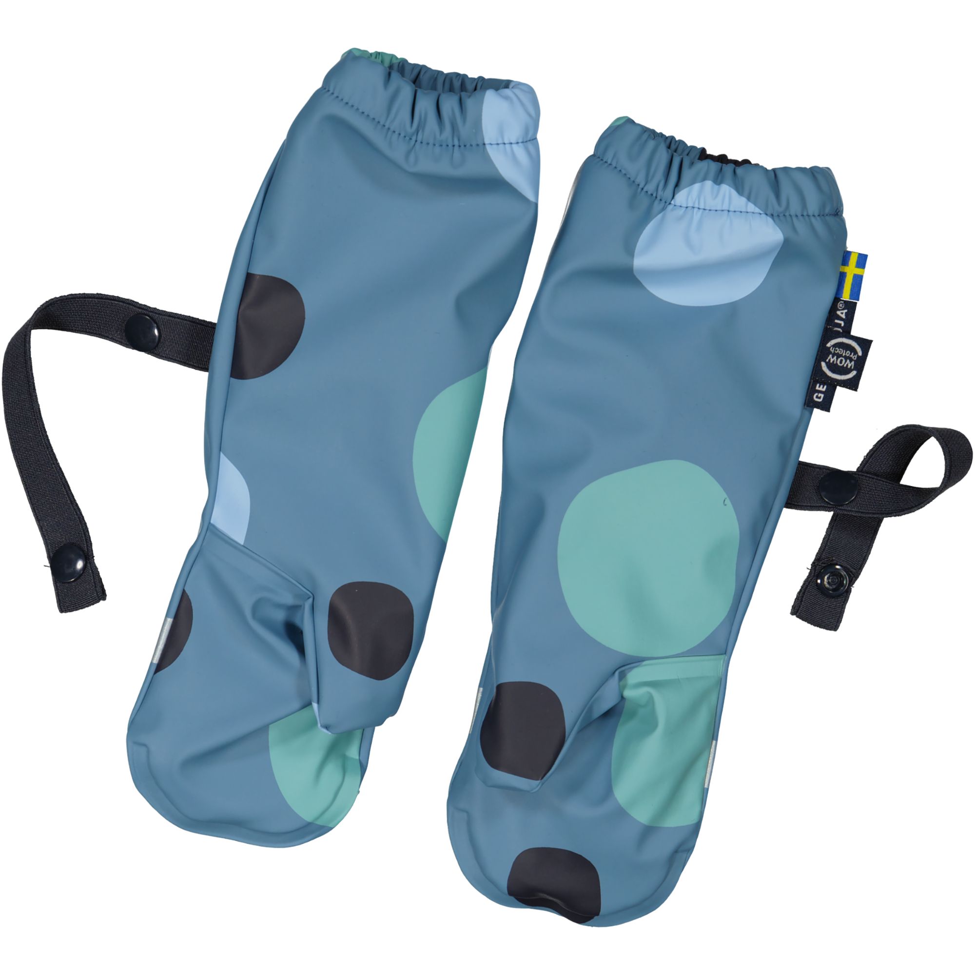 Rain mitten fleece Multi dots blue 29